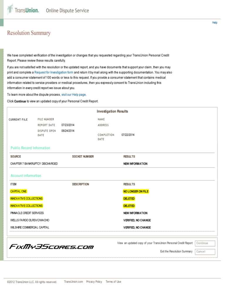 Transunion Results — A closer look to your Credit Report